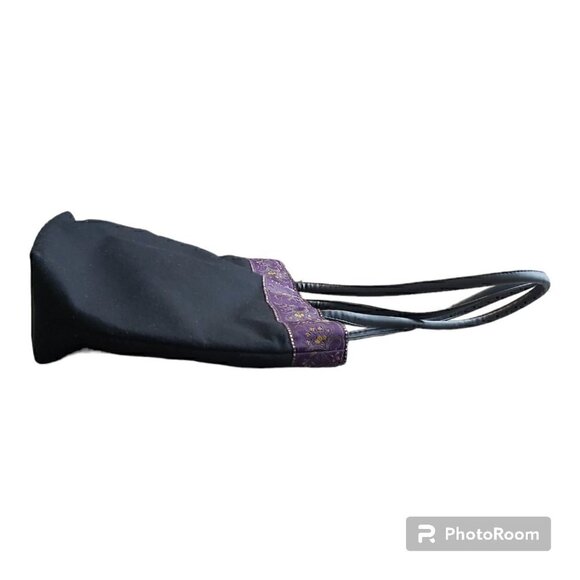 NWOT Imitation Bueno Black Felt Media Bag with Floral Trim - Stylish Purse - Picture 3 of 10